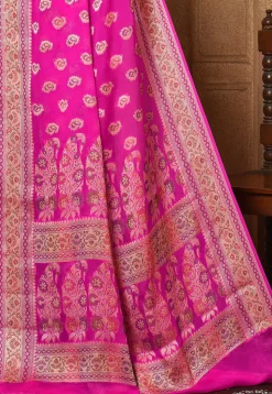 Banarasi Pure Georgette Silk Saree in Pink