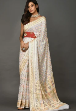Banarasi Pure Georgette Saree in White