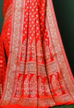 Banarasi Pure Georgette Silk Saree in Orange
