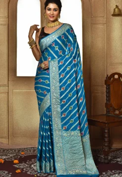 Banarasi Pure Georgette Silk Saree in Blue