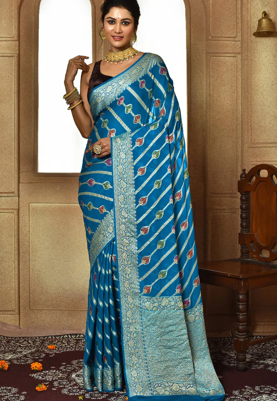 Banarasi Pure Georgette Silk Saree in Blue