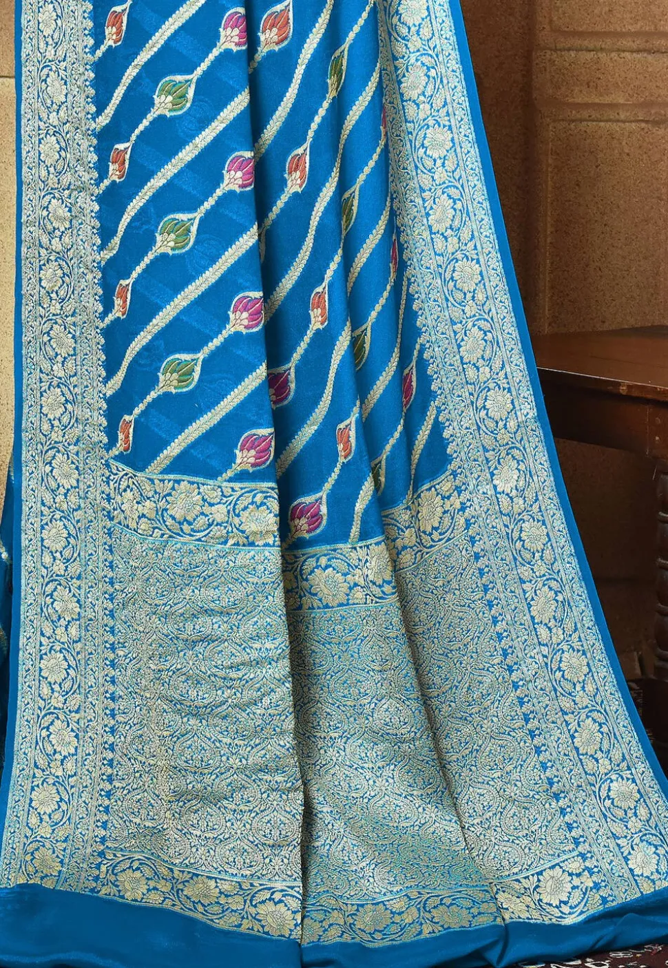 Banarasi Pure Georgette Silk Saree in Blue