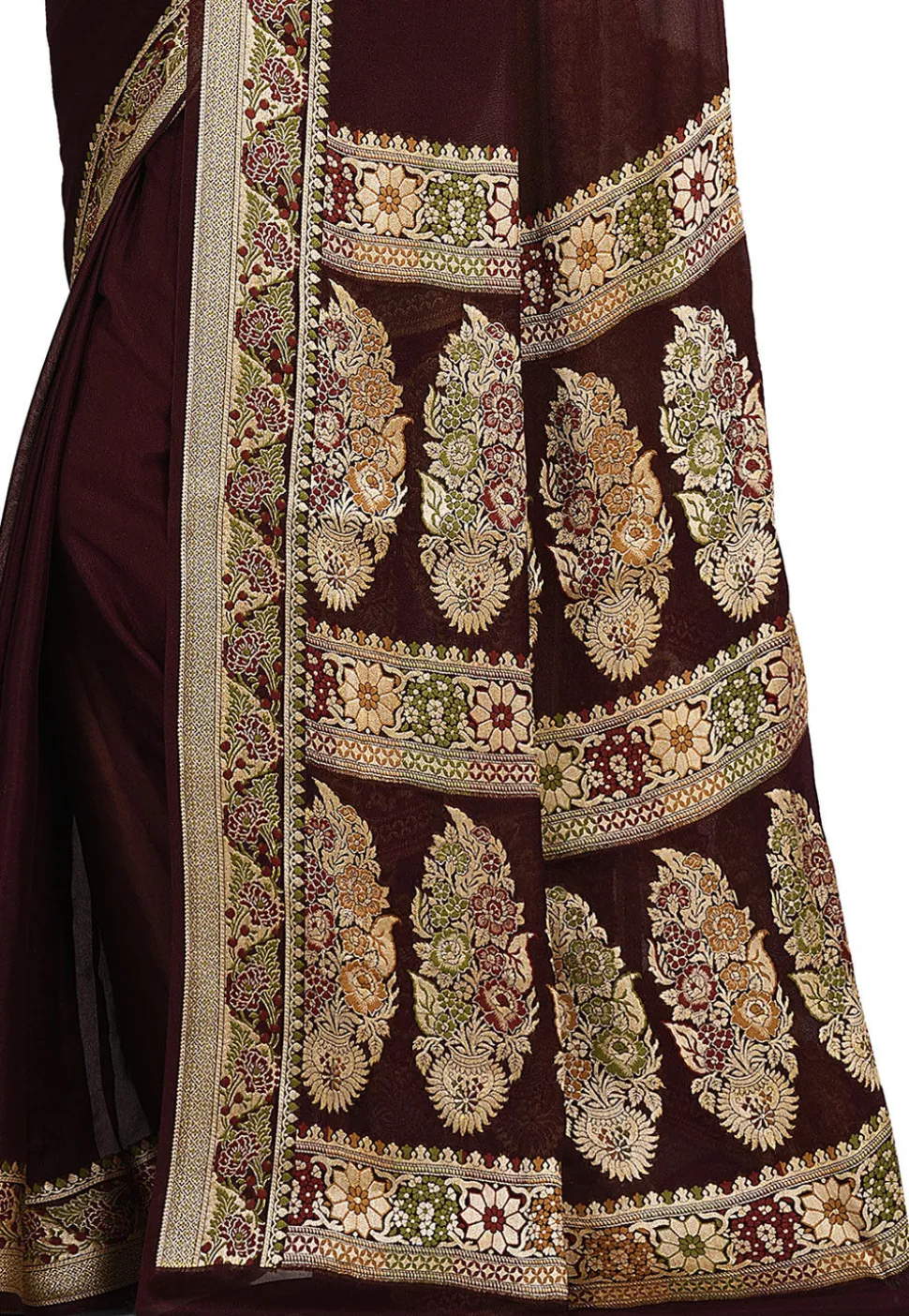 Banarasi Pure Georgette Silk Saree in Wine