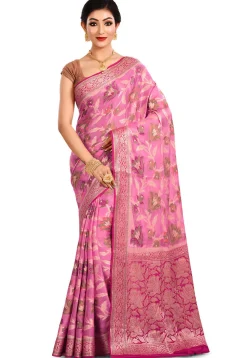 Banarasi Pure Georgette Silk Saree in Pink