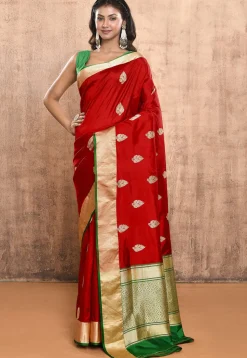 Banarasi Pure Katan Silk Handloom Saree in Red