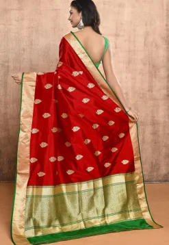 Banarasi Pure Katan Silk Handloom Saree in Red
