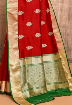 Banarasi Pure Katan Silk Handloom Saree in Red