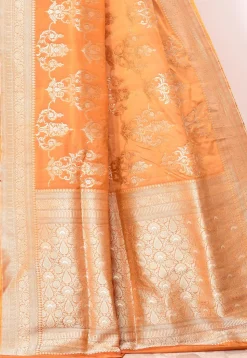 Banarasi Pure Katan Silk Handloom Saree in Orange