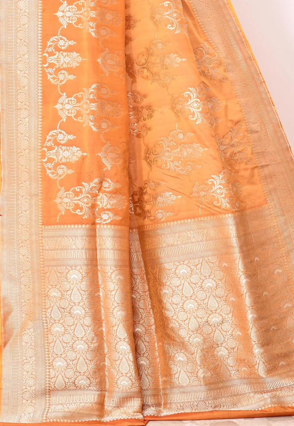 Banarasi Pure Katan Silk Handloom Saree in Orange