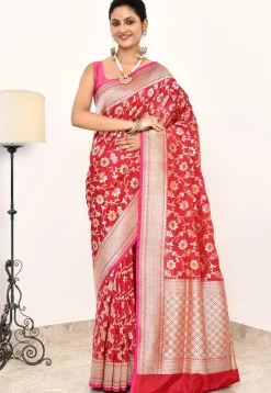 Banarasi Pure Katan Silk Handloom Saree in Red