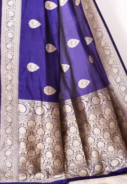 Banarasi Pure Katan Silk Handloom Saree in Royal Blue