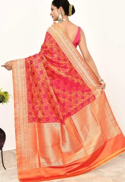 Banarasi Pure Katan Silk Handloom Saree in Peach