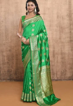 Banarasi Pure Katan Silk Handloom Saree in Green