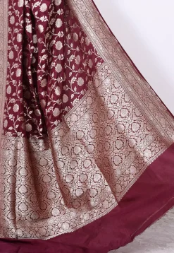 Banarasi Pure Katan Silk Handloom Saree in Wine