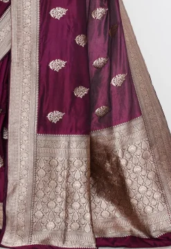 Banarasi Pure Katan Silk Handloom Saree in Wine