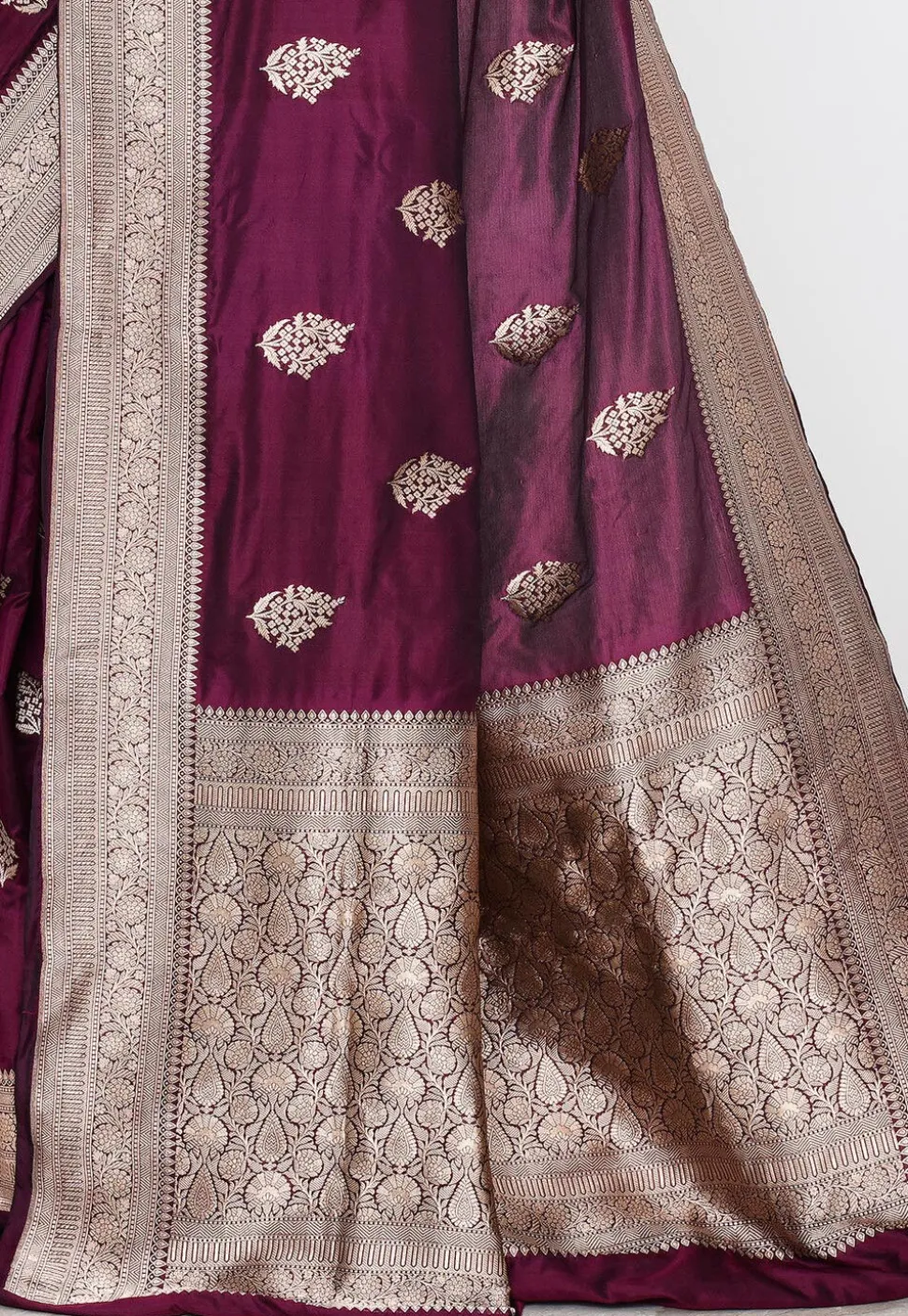 Banarasi Pure Katan Silk Handloom Saree in Wine