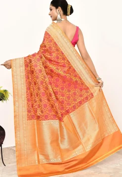 Banarasi Pure Katan Silk Handloom Saree in Orange