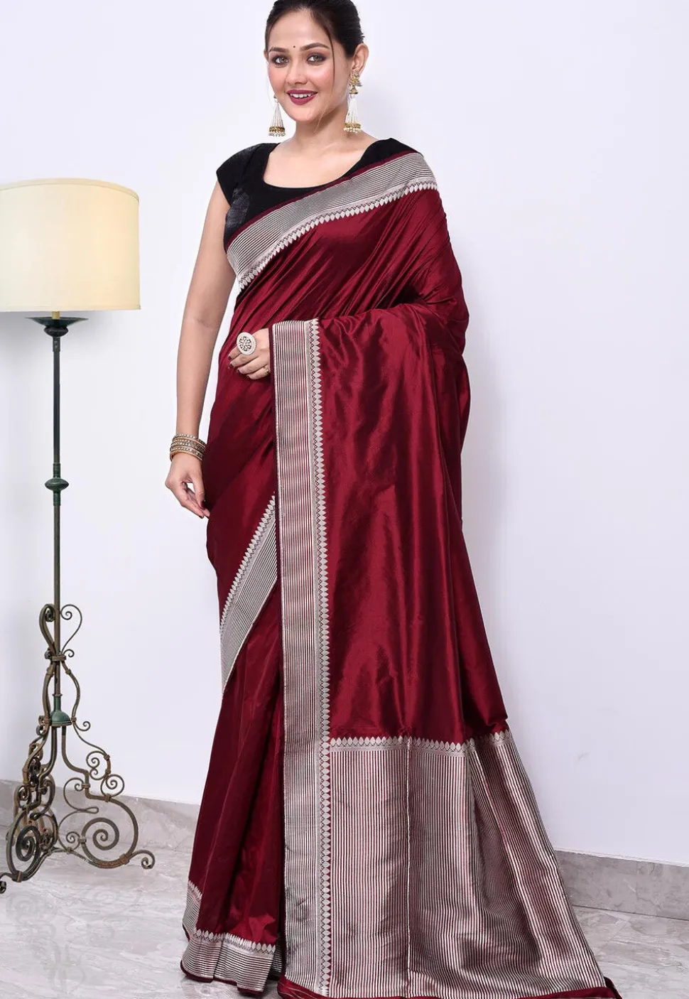 Banarasi Pure Katan Silk Handloom Saree in Maroon