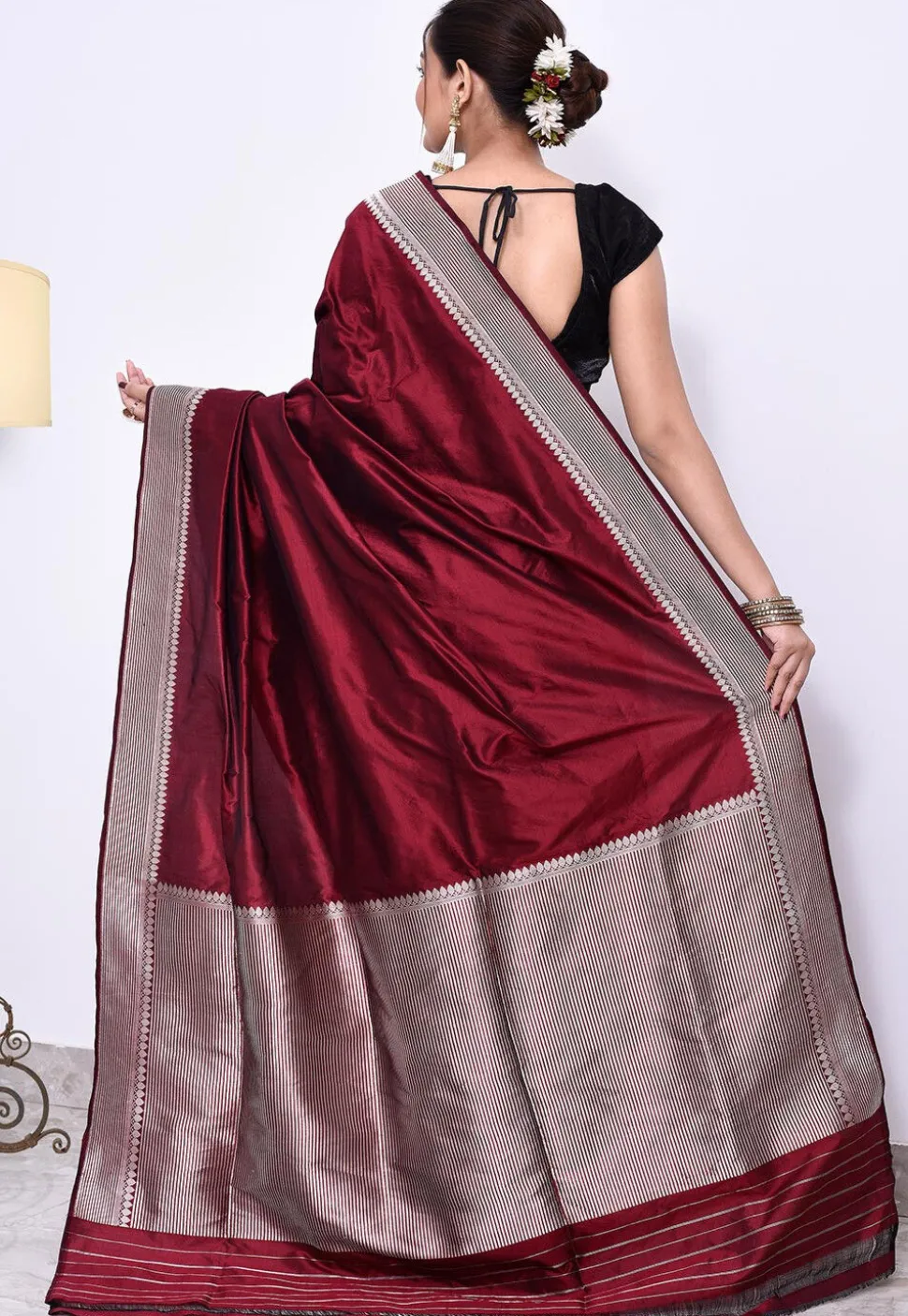 Banarasi Pure Katan Silk Handloom Saree in Maroon