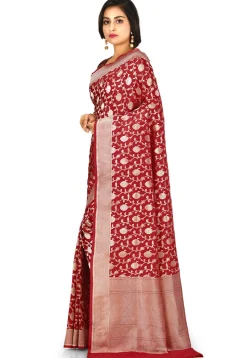 Banarasi Pure Katan Silk Handloom Saree in Red