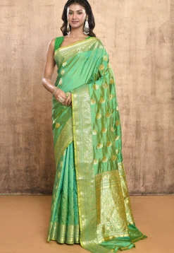 Banarasi Pure Katan Silk Handloom Saree in Green