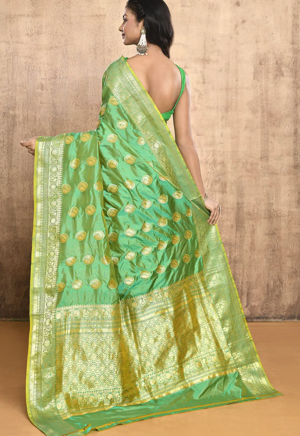 Banarasi Pure Katan Silk Handloom Saree in Green