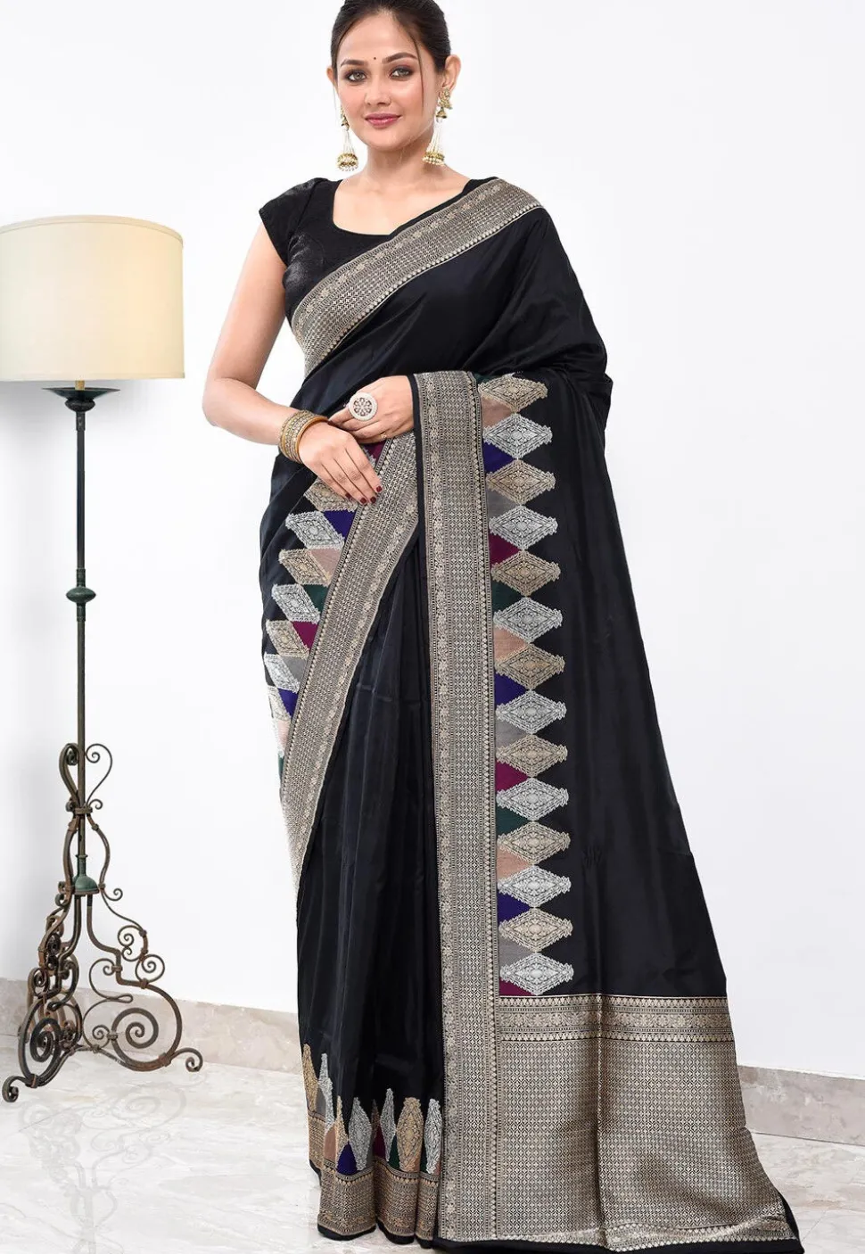Banarasi Pure Katan Silk Handloom Saree in Black