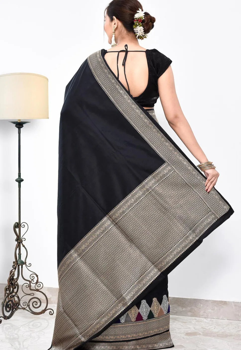 Banarasi Pure Katan Silk Handloom Saree in Black