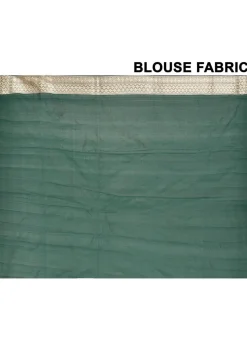 Banarasi Pure Katan Silk Handloom Saree in Dark Green