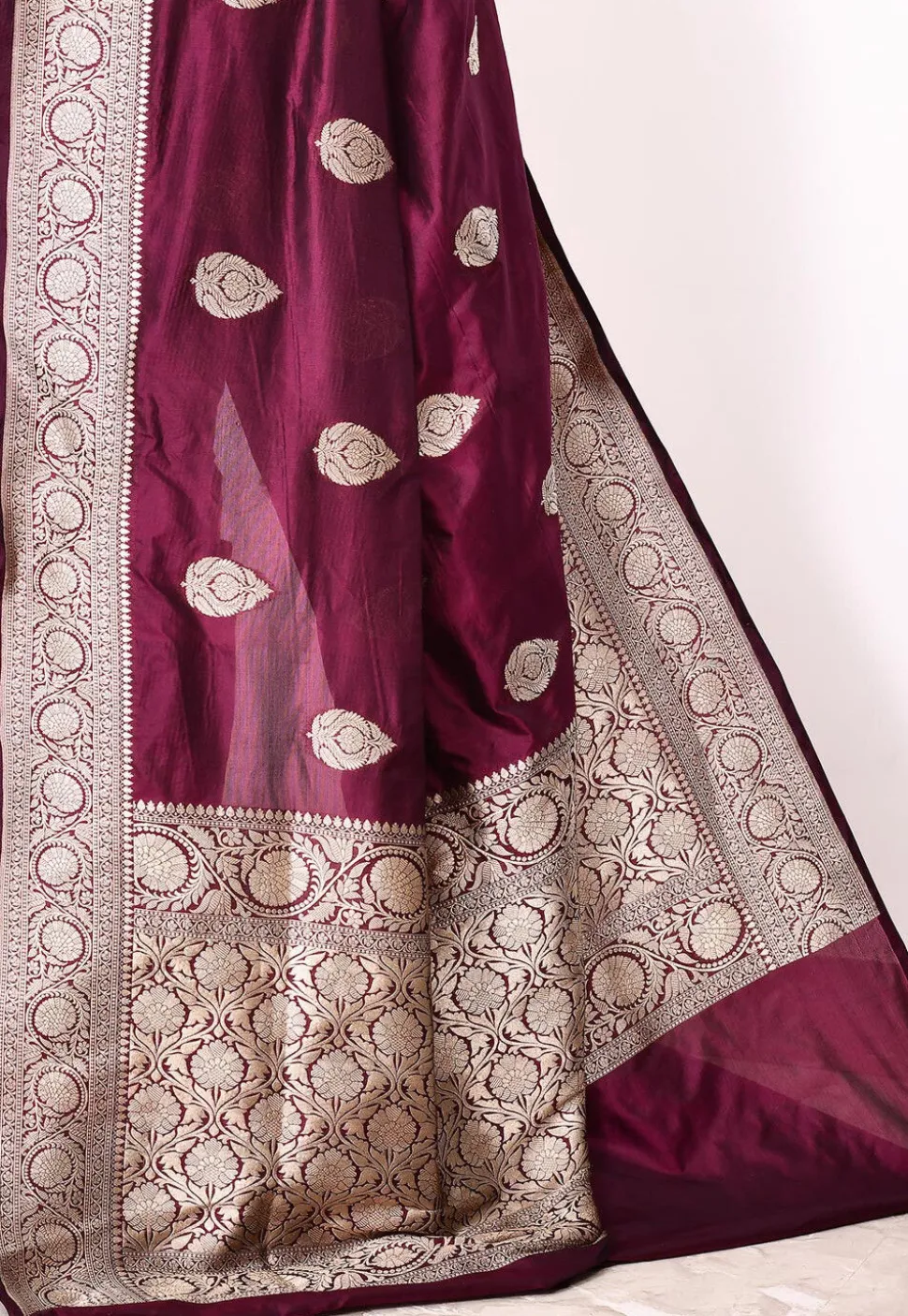 Banarasi Pure Katan Silk Handloom Saree in Wine