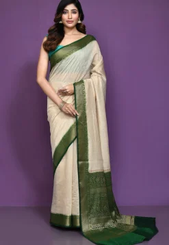 Banarasi Pure Muga Silk Saree in Light Beige