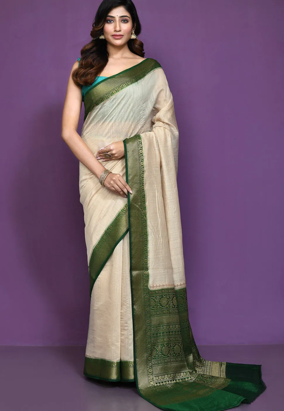 Banarasi Pure Muga Silk Saree in Light Beige