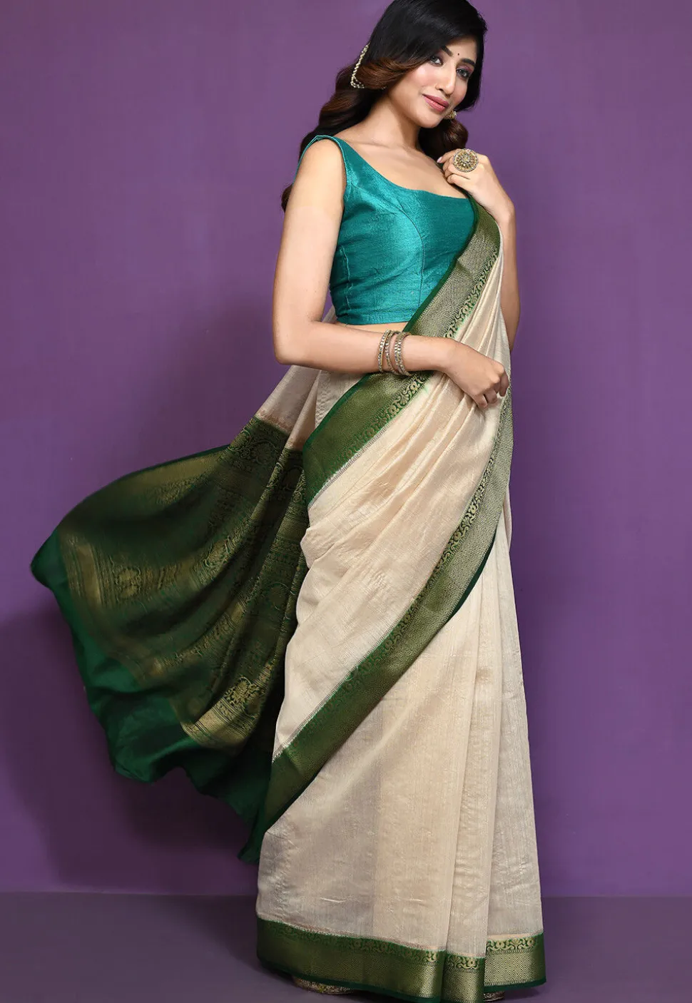 Banarasi Pure Muga Silk Saree in Light Beige