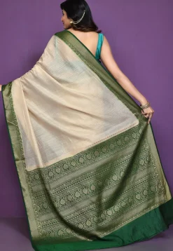 Banarasi Pure Muga Silk Saree in Light Beige