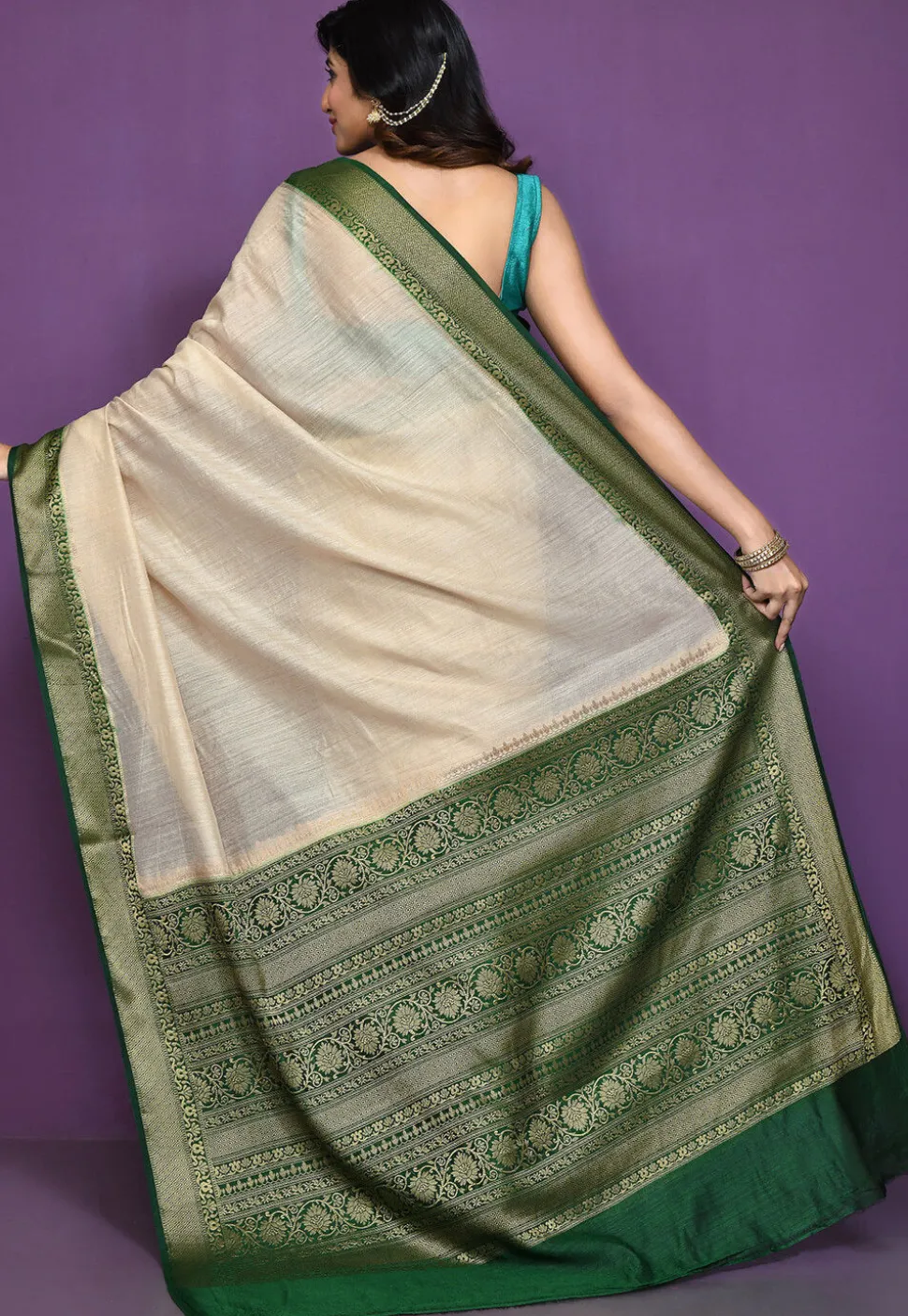 Banarasi Pure Muga Silk Saree in Light Beige