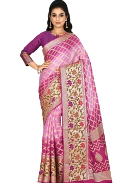 Banarasi Pure Silk Georgette Saree in Shaded Pink
