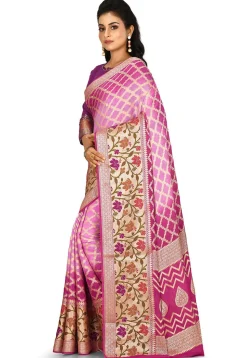 Banarasi Pure Silk Georgette Saree in Shaded Pink