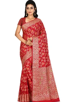 Banarasi Pure Silk Georgette Saree in Red