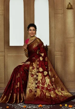 Banarasi Pure Silk Saree in Maroon
