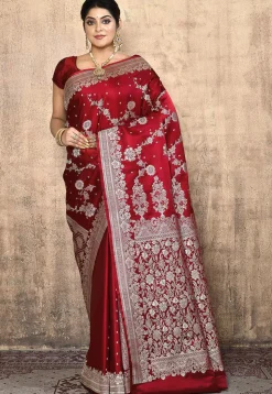 Banarasi Pure Silk Saree in Maroon