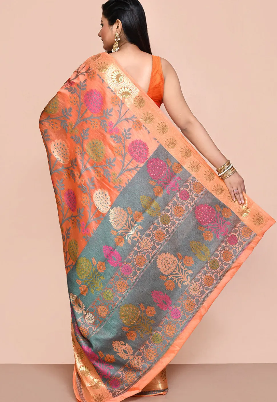 Banarasi Pure Silk Saree in Orange