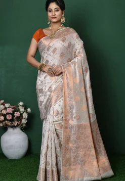 Banarasi Pure Silk Saree in Off White