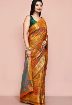 Banarasi Pure Silk Saree in Mustard