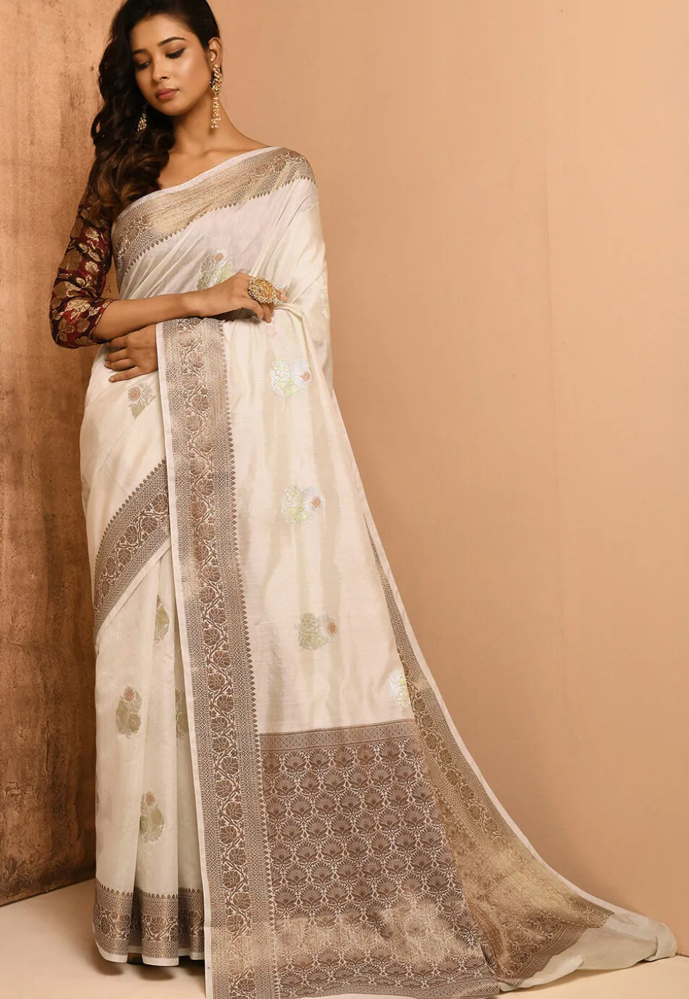 Banarasi Pure Silk Saree in Cream