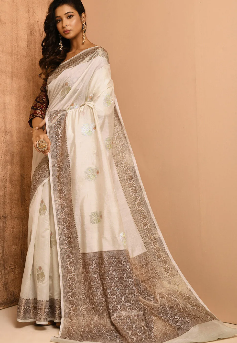 Banarasi Pure Silk Saree in Cream