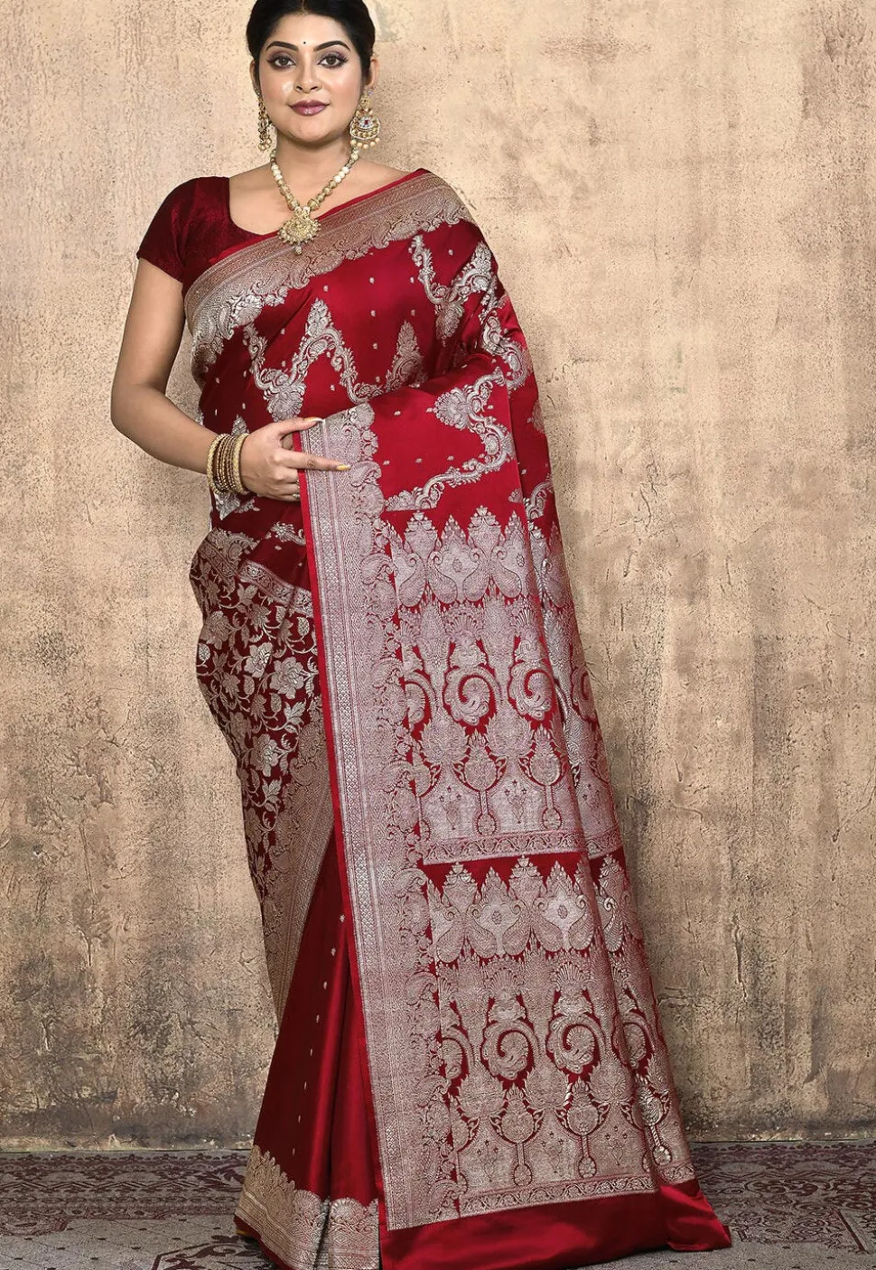 Banarasi Pure Silk Saree in Maroon