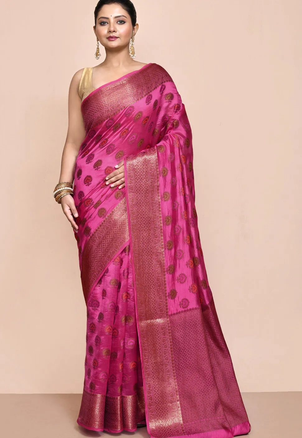 Banarasi Pure Silk Saree in Fuchsia