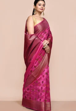 Banarasi Pure Silk Saree in Fuchsia