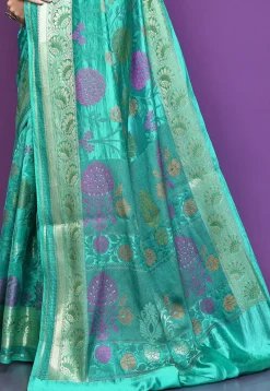 Banarasi Pure Silk Saree in Turquoise