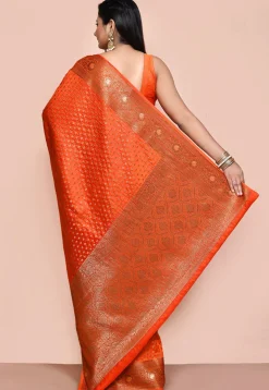 Banarasi Pure Silk Saree in Orange